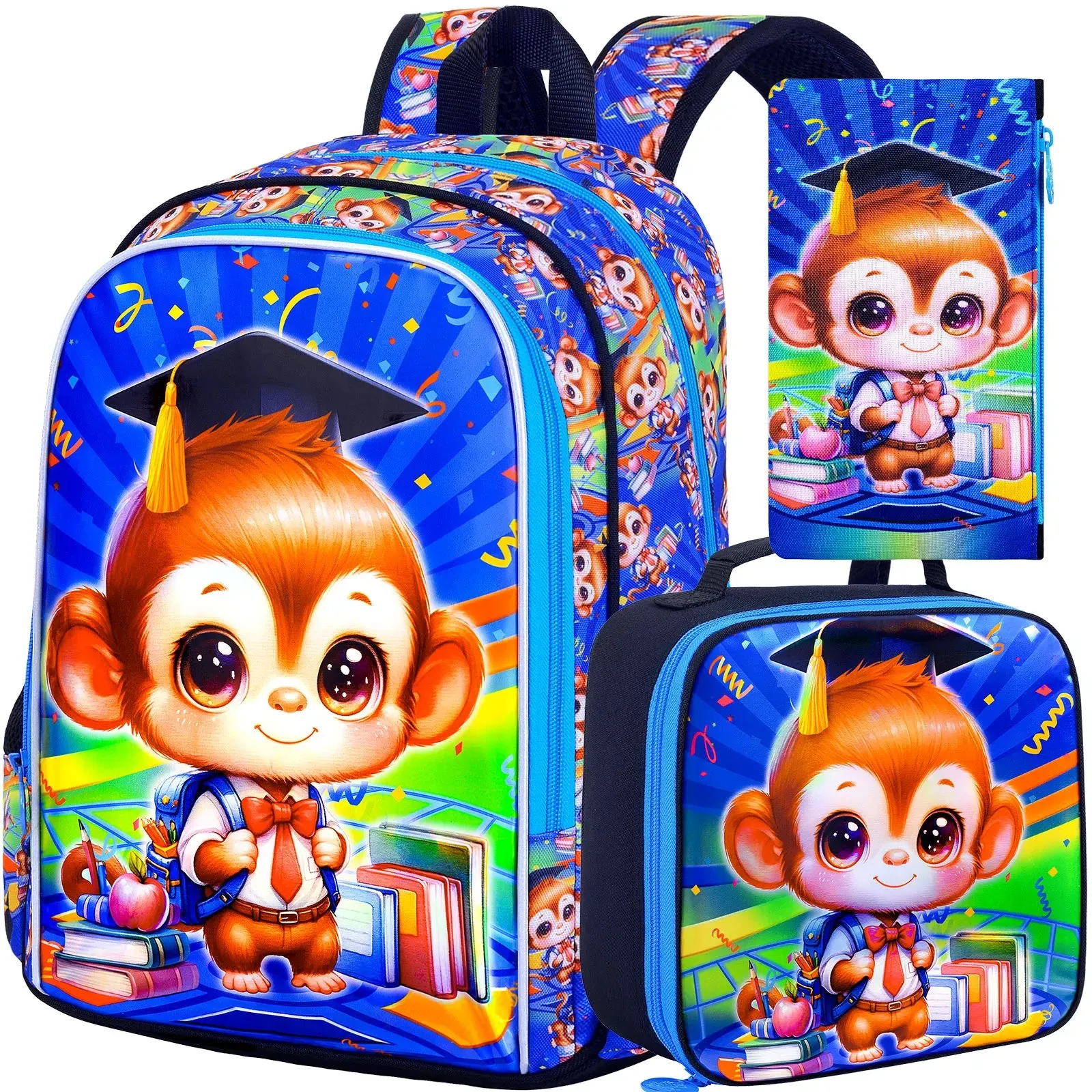 3 Piece Cat Backpack Set For Elementary Girls