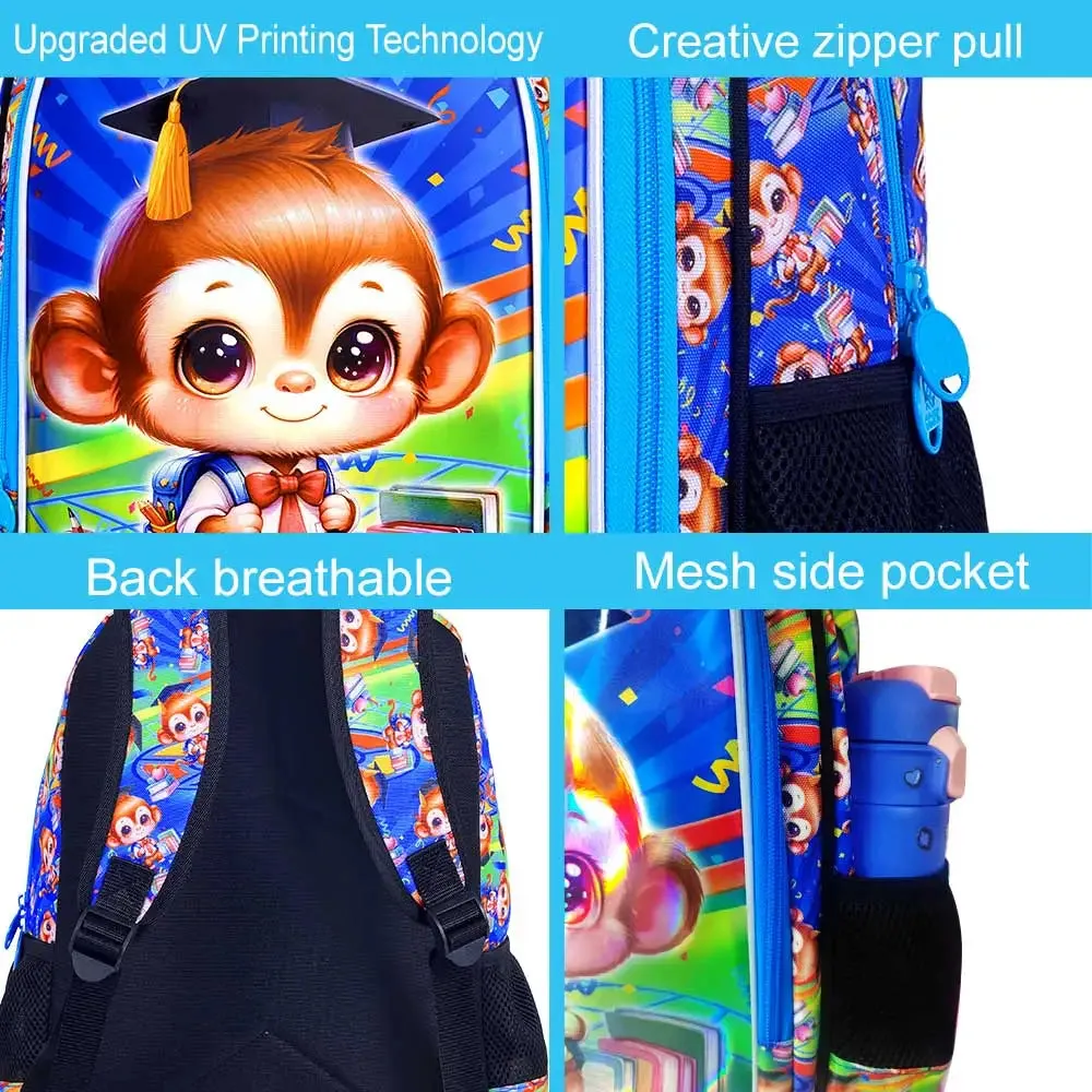3 Piece Cat Backpack Set For Elementary Girls