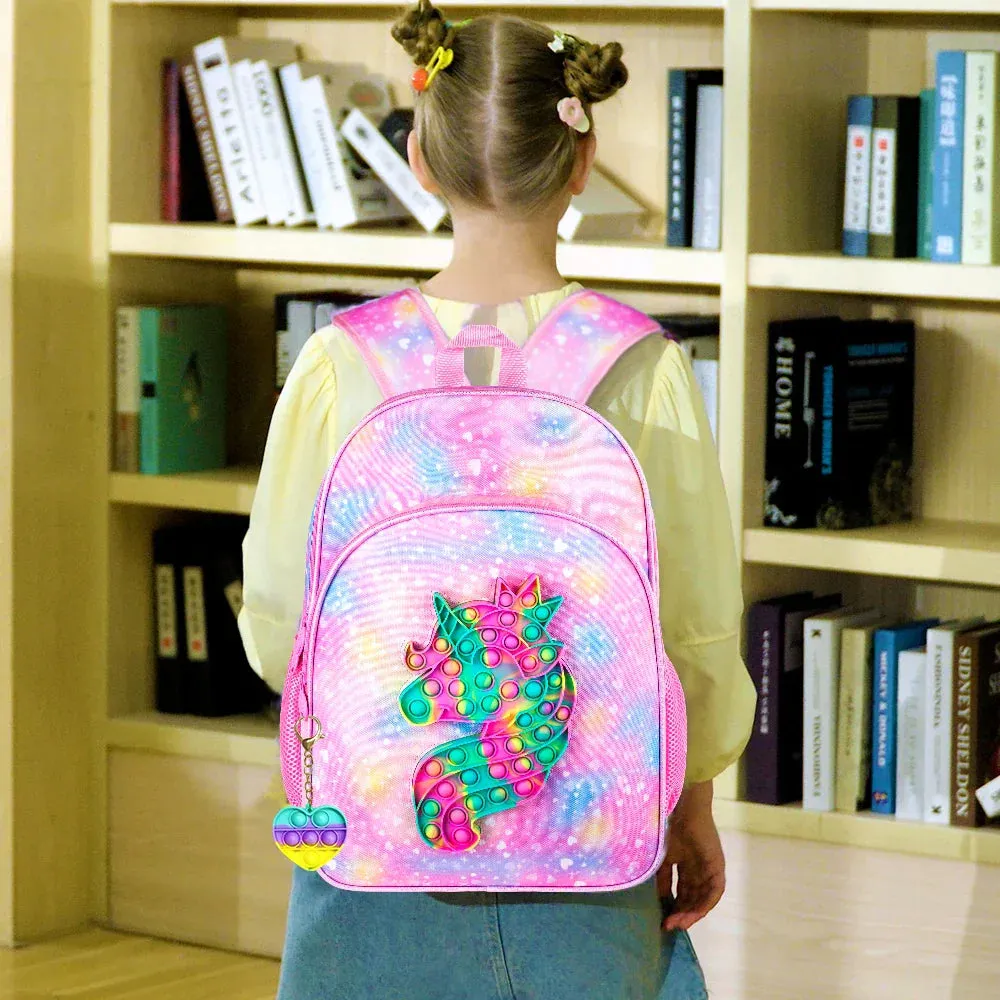 3 Piece Unicorn Backpack Set For Girls 16 Inch Bookbag Lunch Box