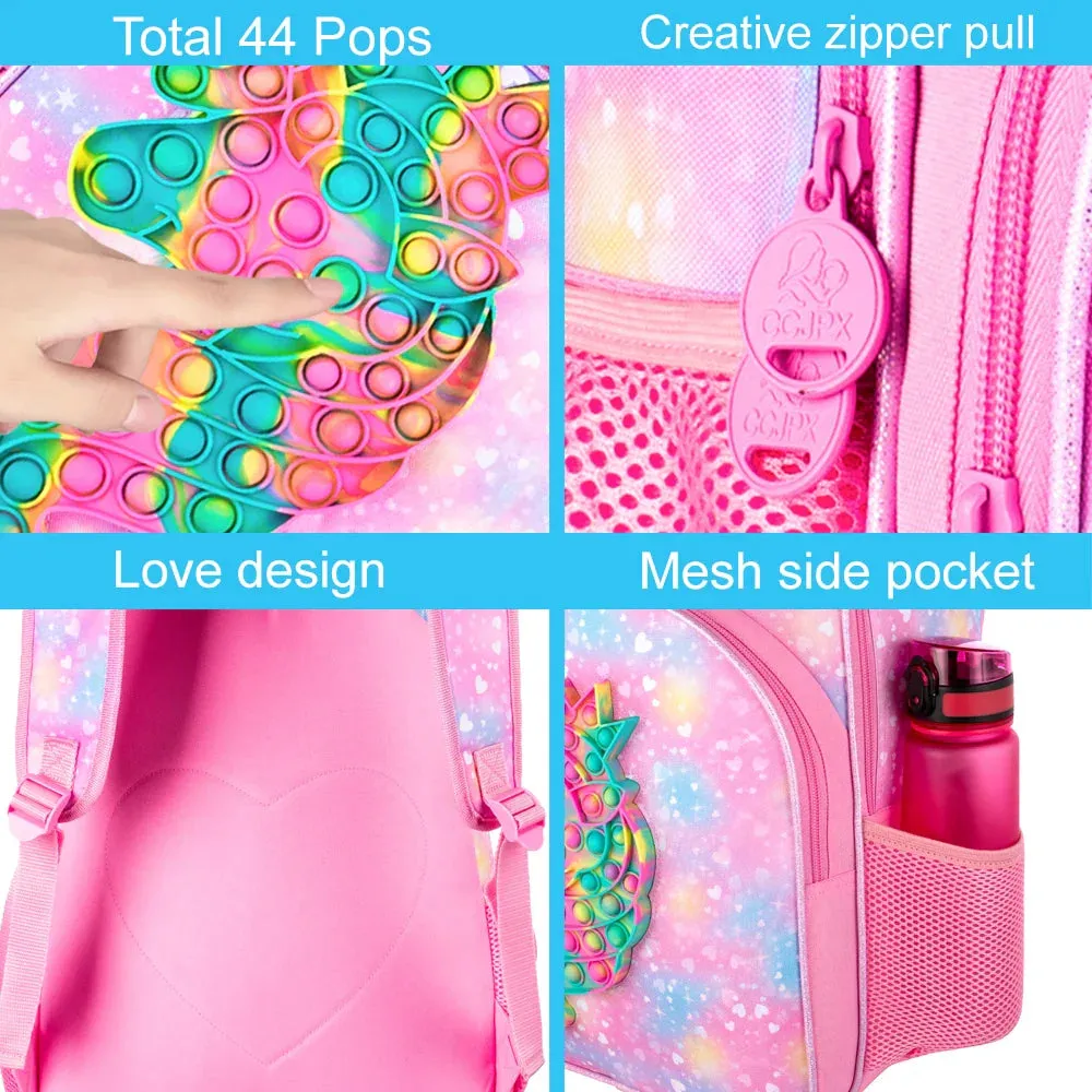 3 Piece Unicorn Backpack Set For Girls 16 Inch Bookbag Lunch Box