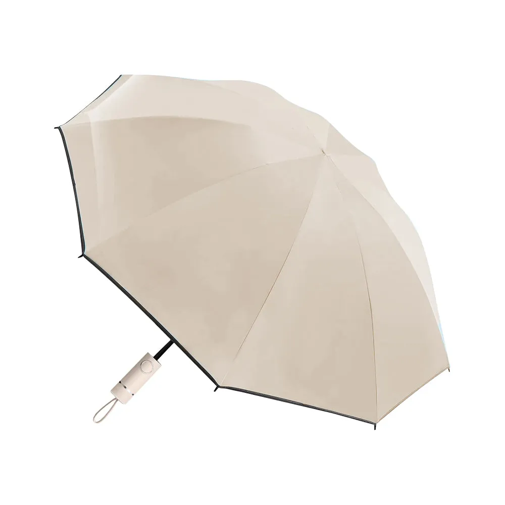 Automatic Folding Umbrella Inverted Umbrella Reverse Umbrella UV Protection Sun Umbrella with Safe Reflective Stripe Beige