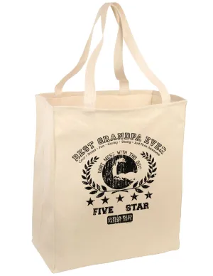 Best Grandpa Ever Distressed Collegiate Large Grocery Tote Bag