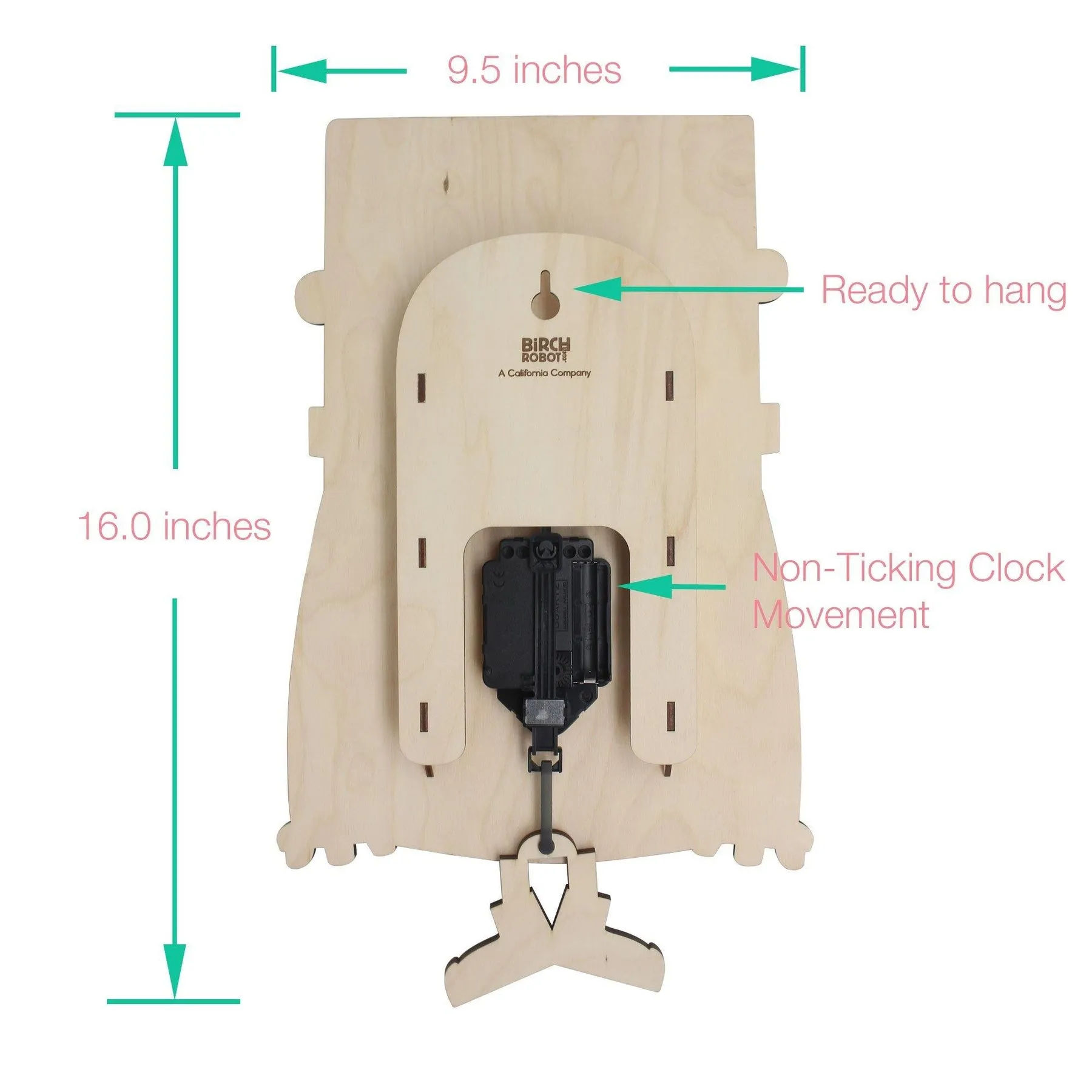 Chuck the Robot Single Pendulum Clock by Birch Robot