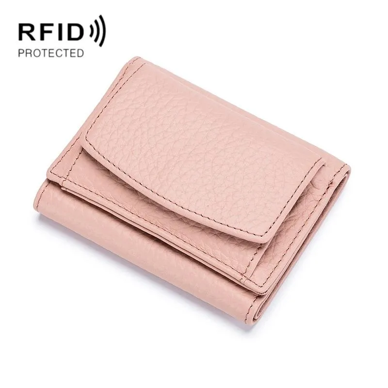 Compact Rfid Leather Coin Purse Wallet - Secure & Stylish