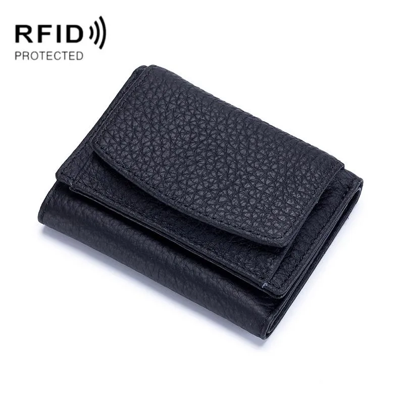 Compact Rfid Leather Coin Purse Wallet - Secure & Stylish