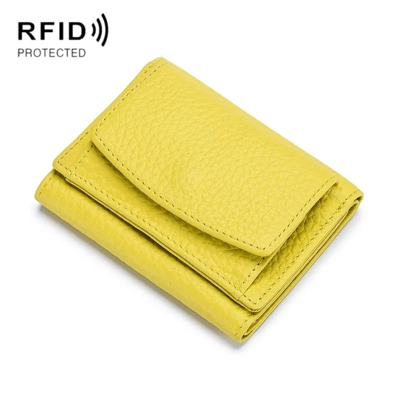 Compact Rfid Leather Coin Purse Wallet - Secure & Stylish