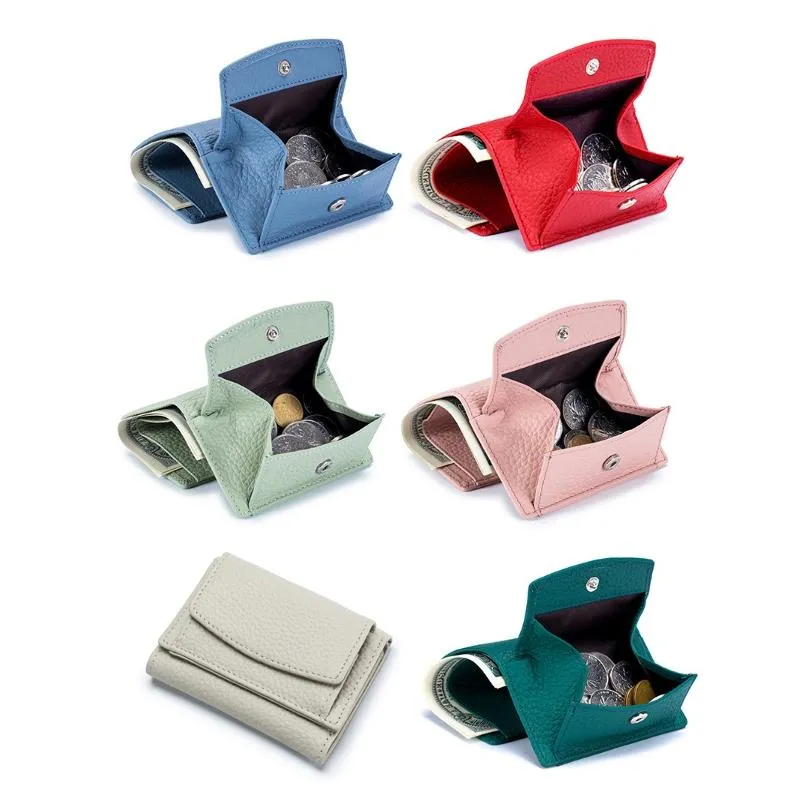 Compact Rfid Leather Coin Purse Wallet - Secure & Stylish