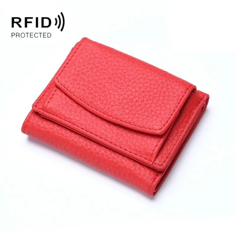 Compact Rfid Leather Coin Purse Wallet - Secure & Stylish
