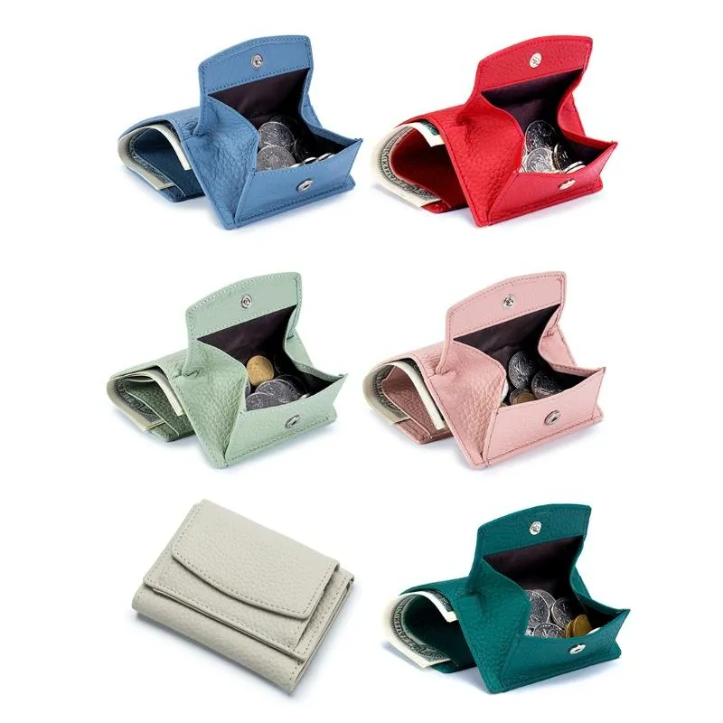 Compact Rfid Leather Coin Purse Wallet - Secure & Stylish