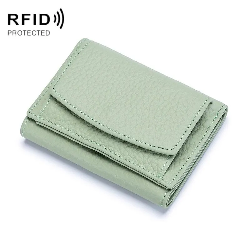 Compact Rfid Leather Coin Purse Wallet - Secure & Stylish