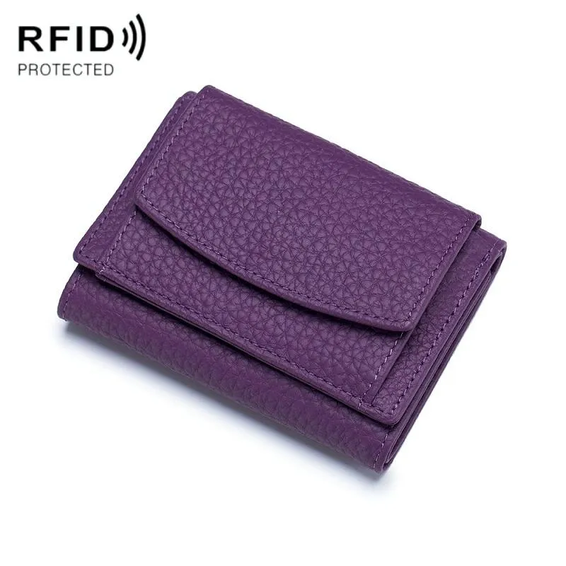 Compact Rfid Leather Coin Purse Wallet - Secure & Stylish