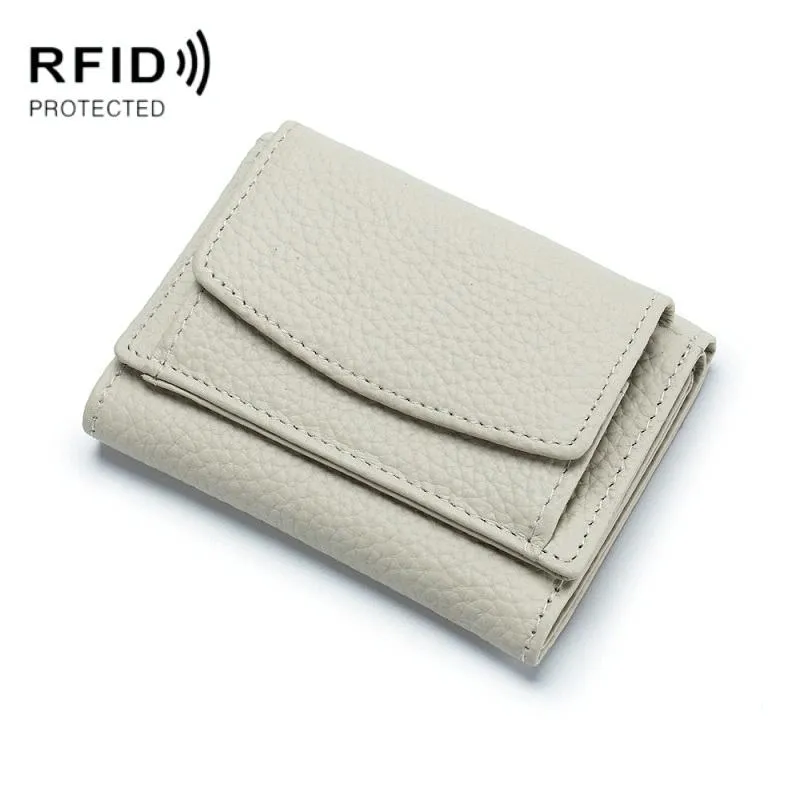 Compact Rfid Leather Coin Purse Wallet - Secure & Stylish