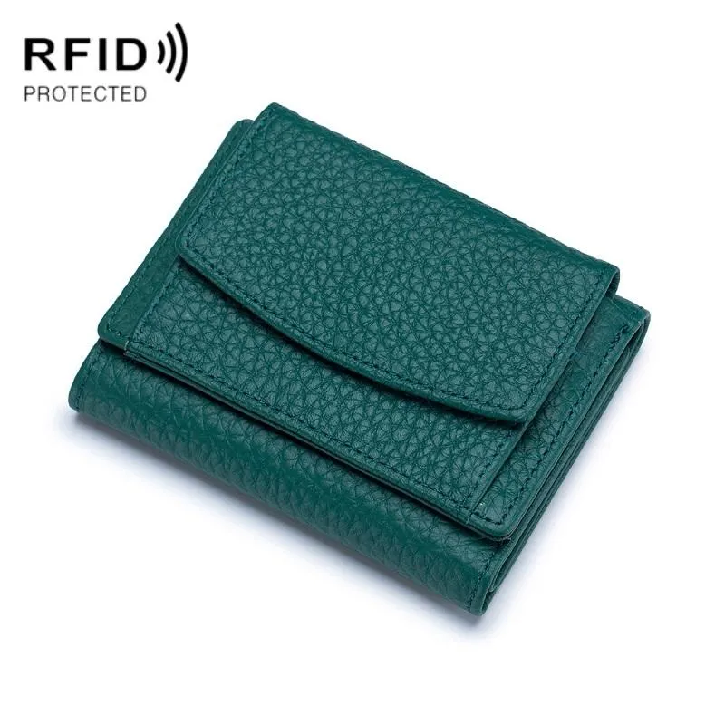 Compact Rfid Leather Coin Purse Wallet - Secure & Stylish