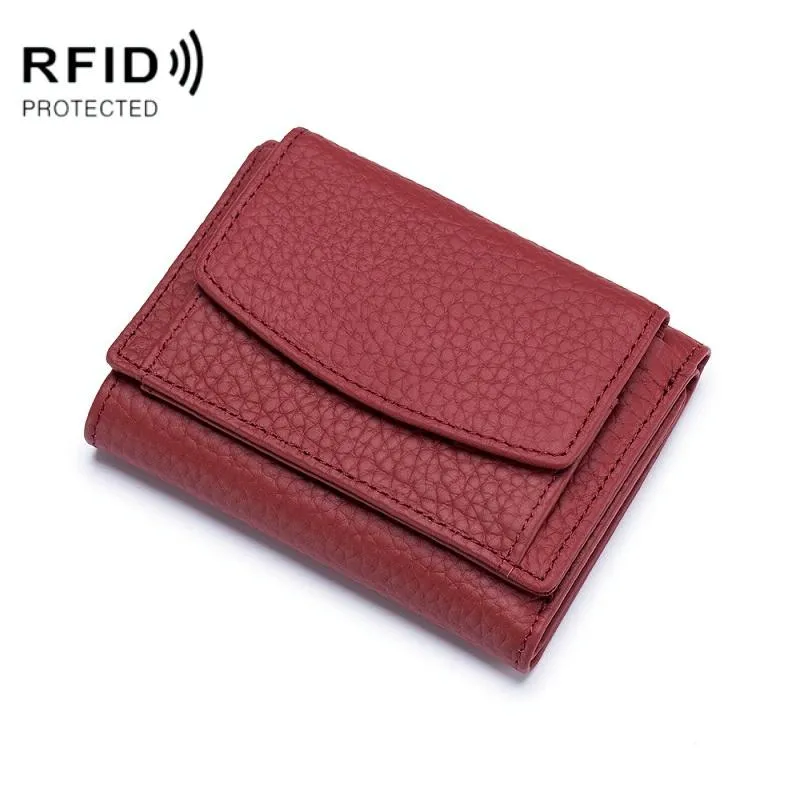 Compact Rfid Leather Coin Purse Wallet - Secure & Stylish