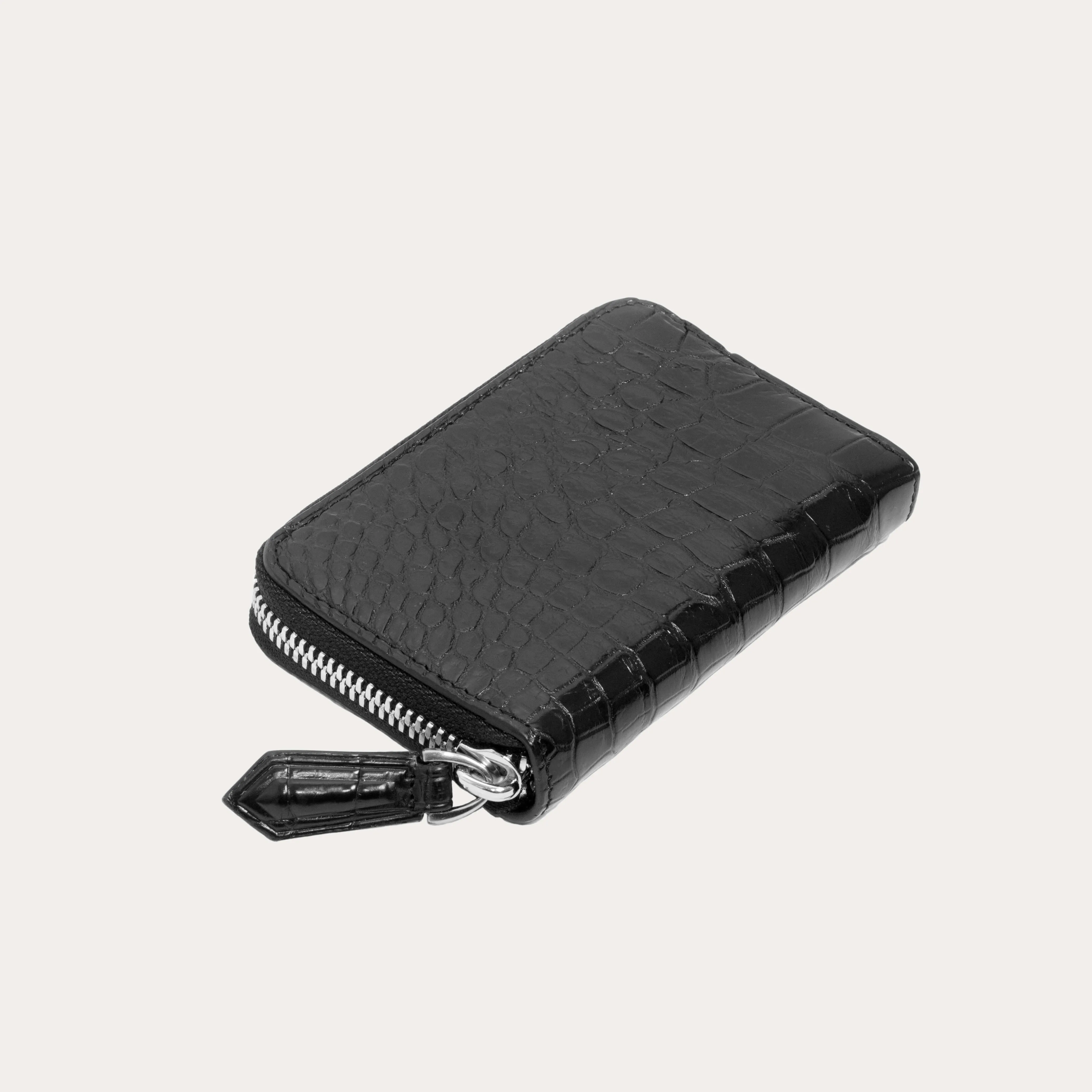 Crocodile Shiny Leather Zipper Wallet