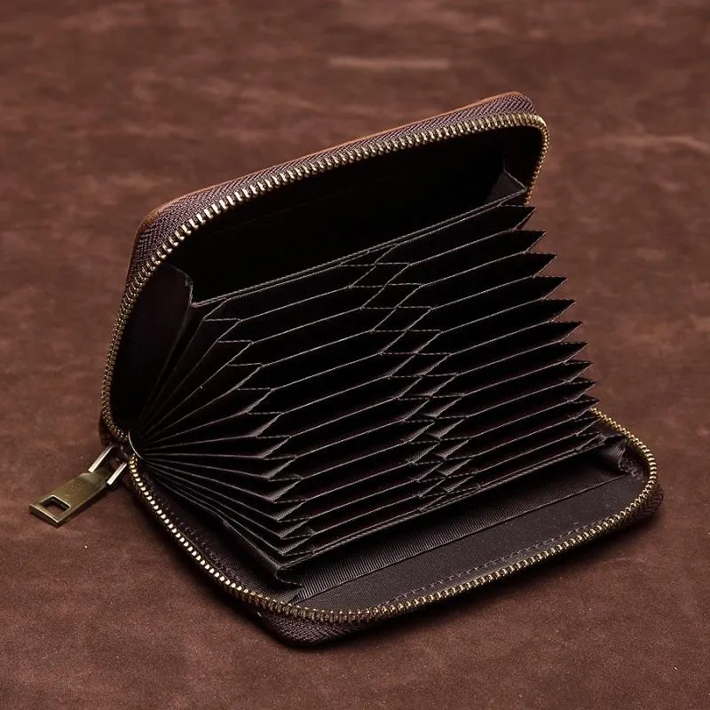 Dark Coffee Leather Passport / Card Holder - Rfid-protected