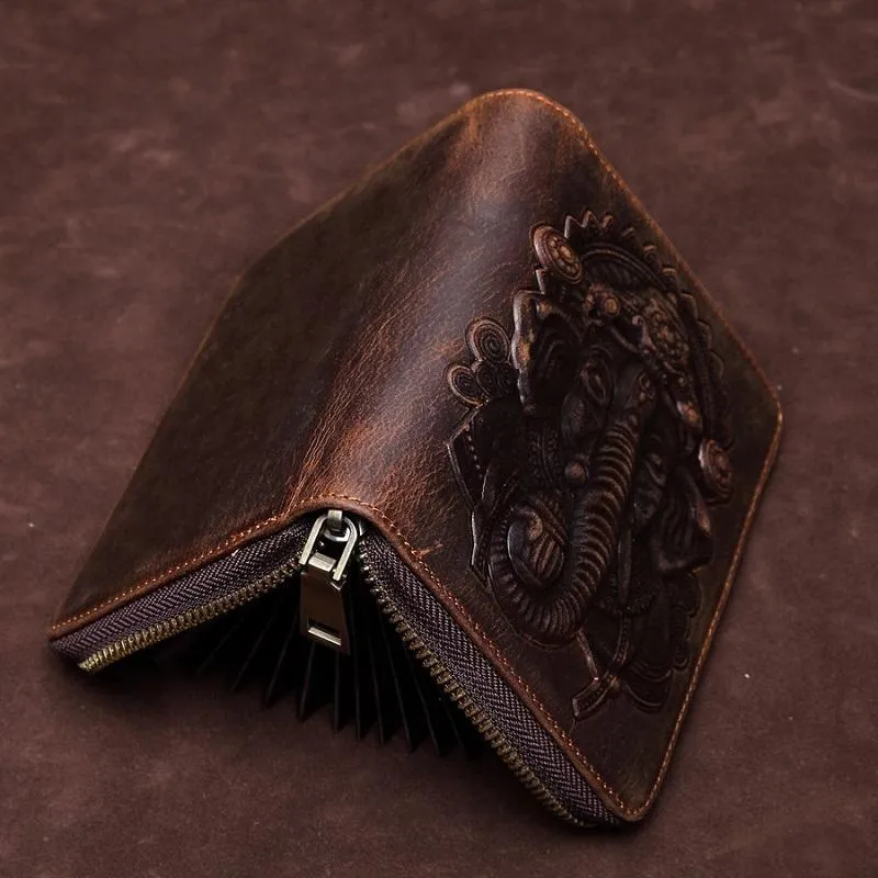 Dark Coffee Leather Passport / Card Holder - Rfid-protected