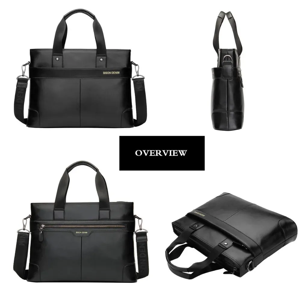 DENIM Cowhide Briefcase Business Travel Bag Male Computer Laptop Handbag
