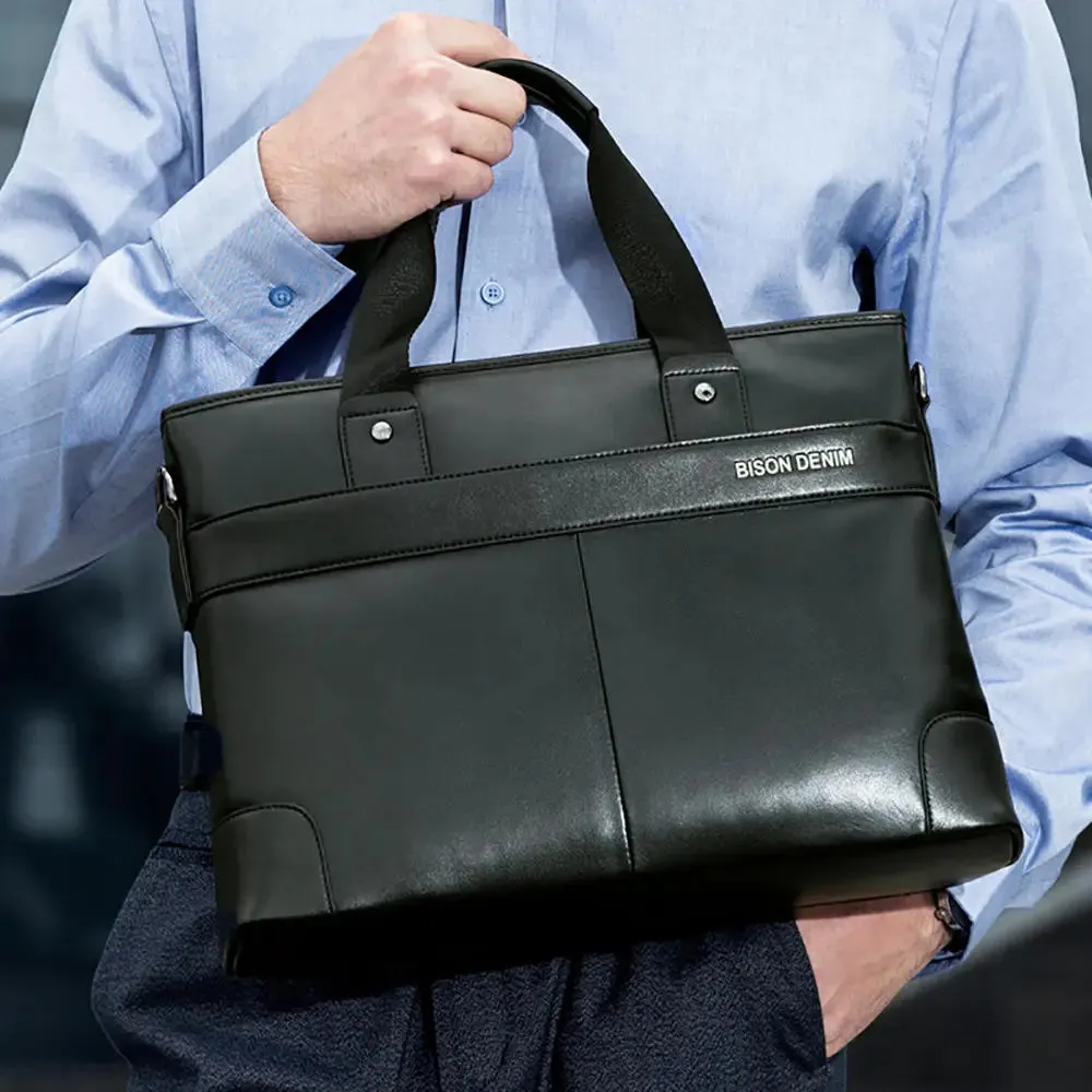DENIM Cowhide Briefcase Business Travel Bag Male Computer Laptop Handbag