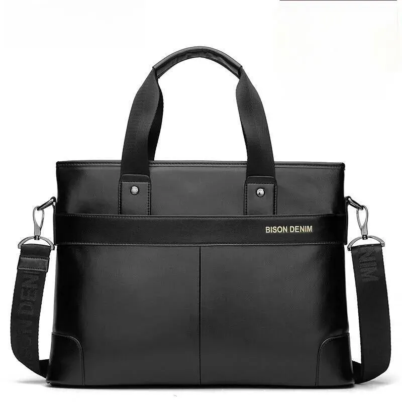DENIM Cowhide Briefcase Business Travel Bag Male Computer Laptop Handbag