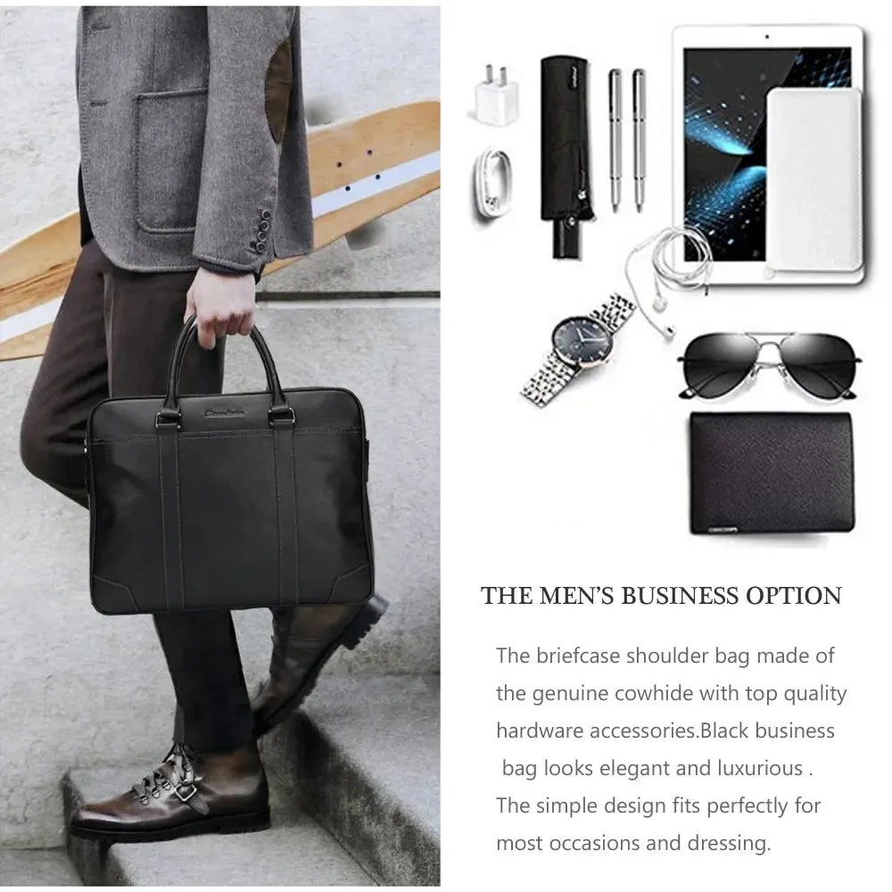 DENIM Genuine Leather Briefcase Men Business Luxury Crossbody Bag