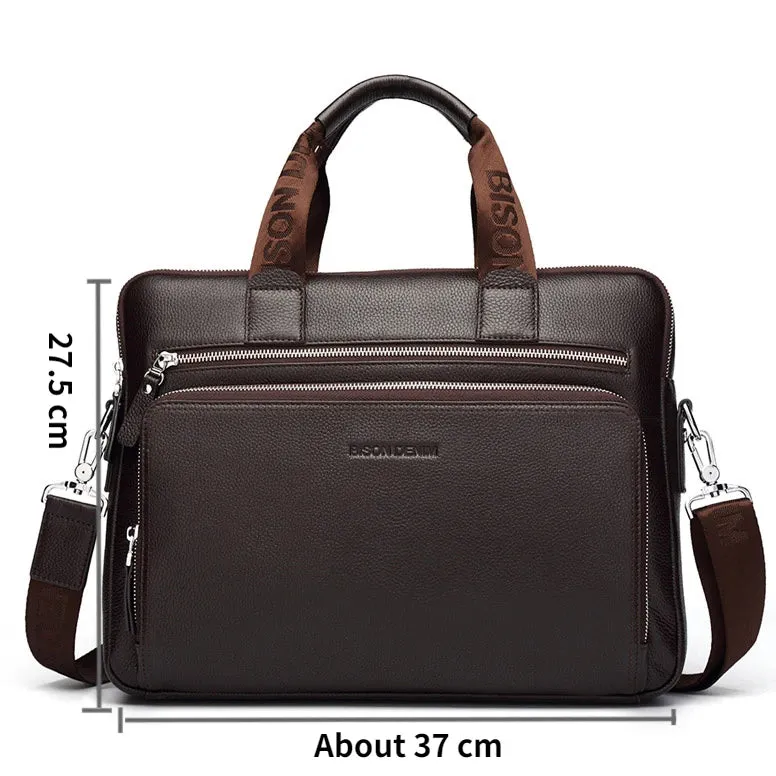 DENIM Genuine Leather Briefcase Men Business Luxury Crossbody Bag
