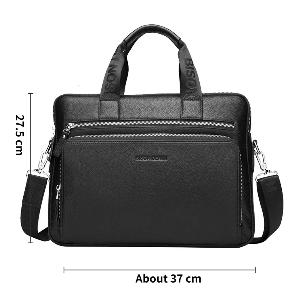 DENIM Genuine Leather Briefcase Men Business Luxury Crossbody Bag