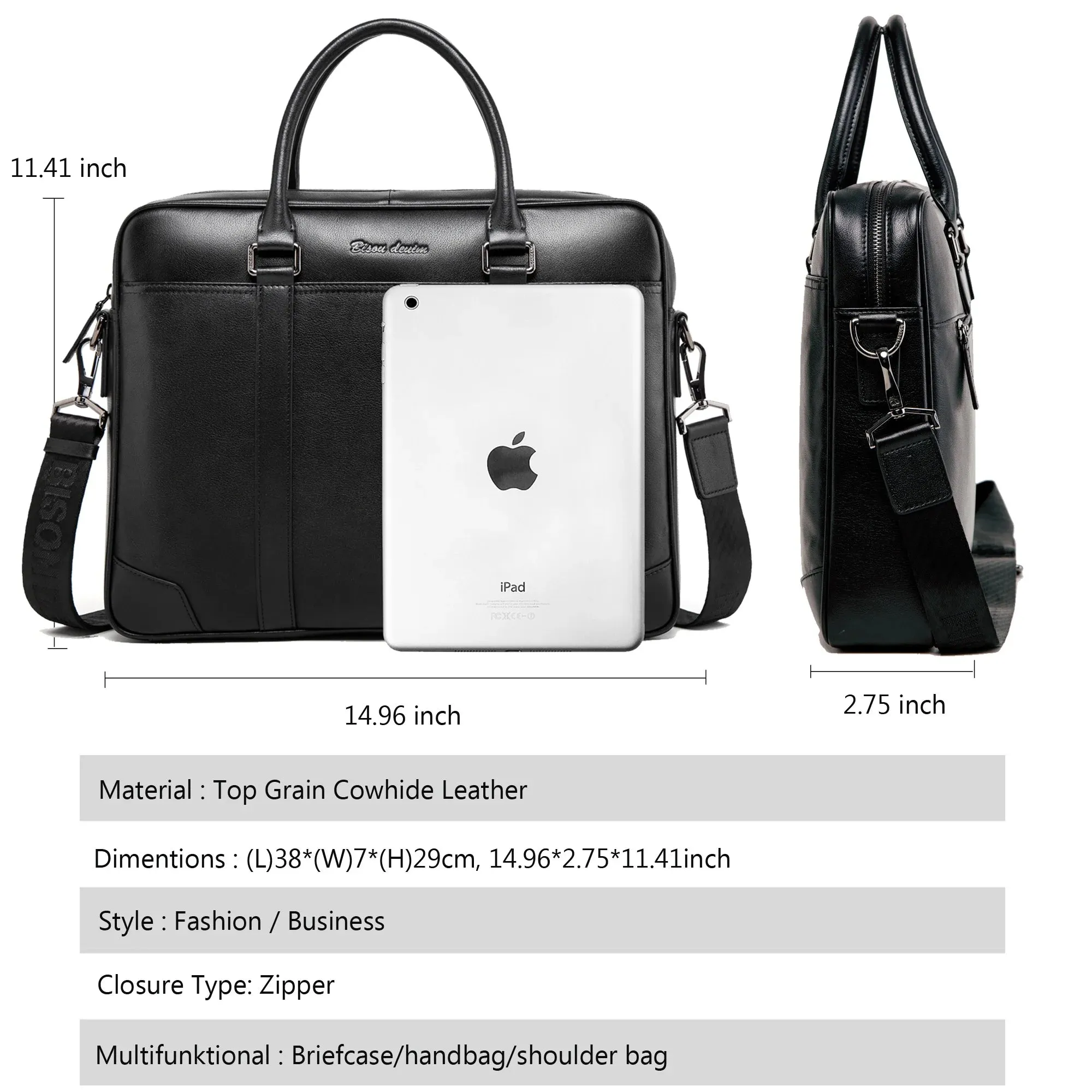 DENIM Genuine Leather Briefcase Men Business Luxury Crossbody Bag
