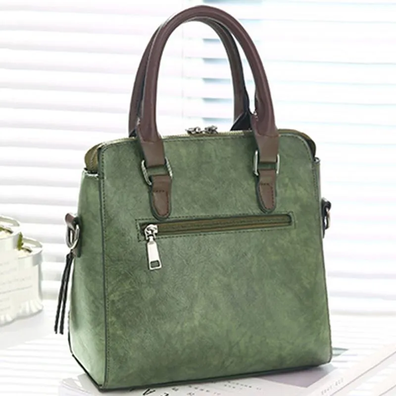 Designer Leather Crossbody Tote with Tassel for Women