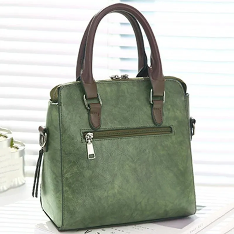Designer Leather Crossbody Tote with Tassel for Women