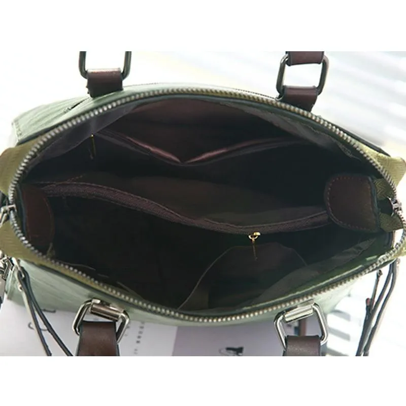 Designer Leather Crossbody Tote with Tassel for Women