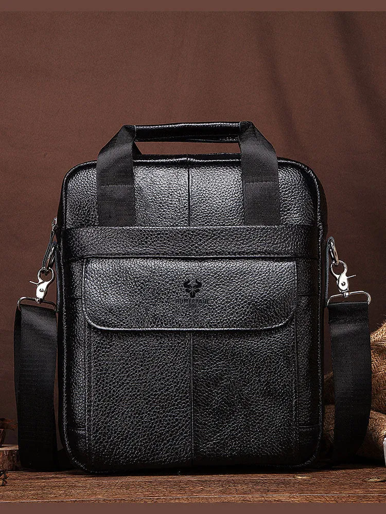 Hummer Business Commute Genuine Leather Men's Business Messenger Bag