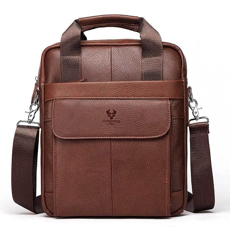 Hummer Business Commute Genuine Leather Men's Business Messenger Bag
