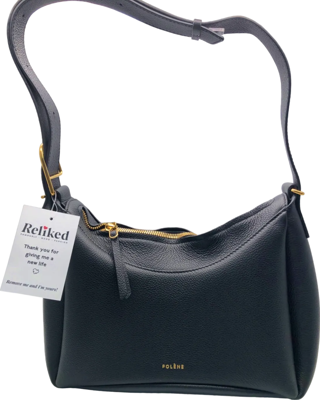 Polne Black Leather Shoulder Bag