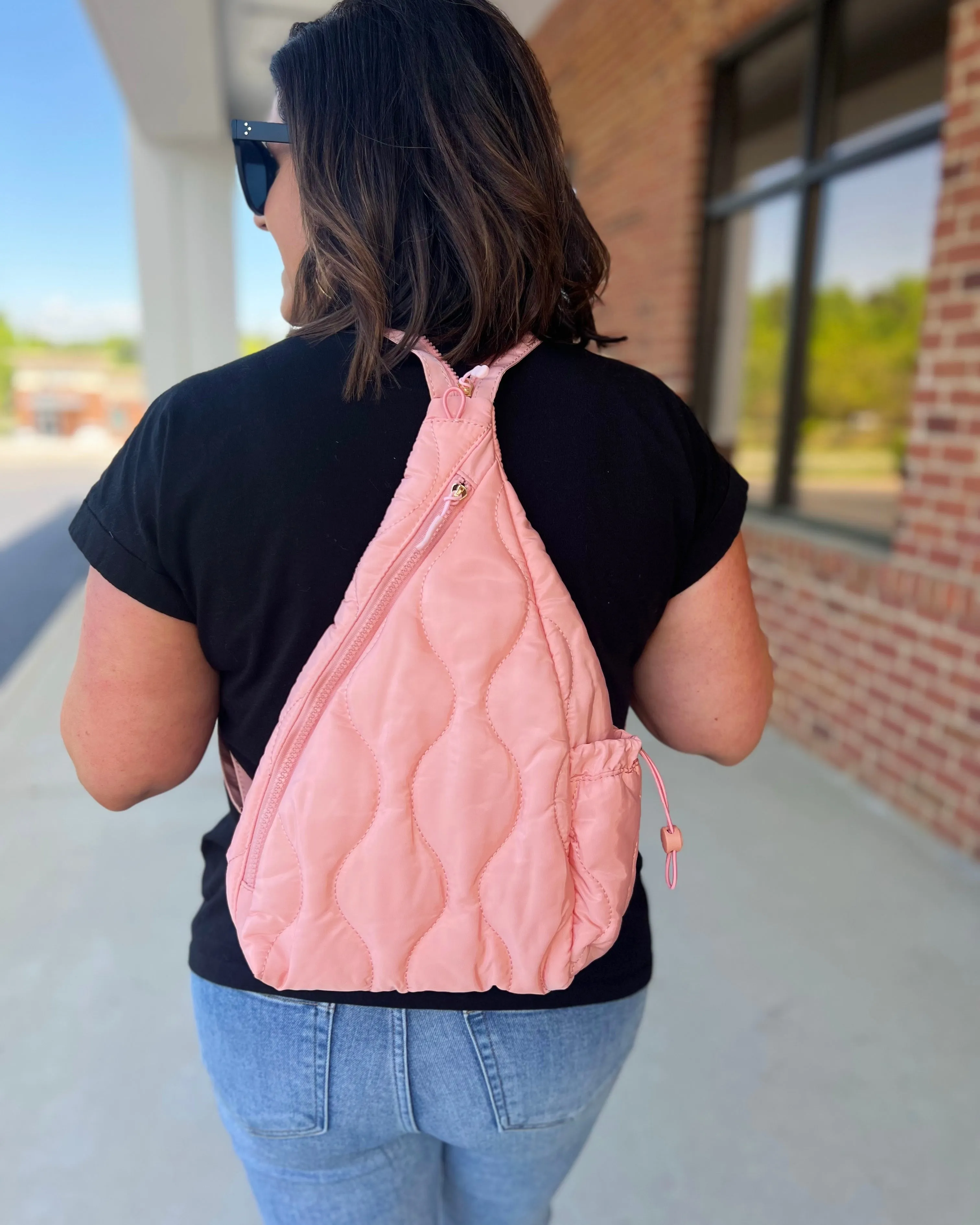 Puffer Sling Bag & Backpack in Bubblegum Pink FINAL SALE