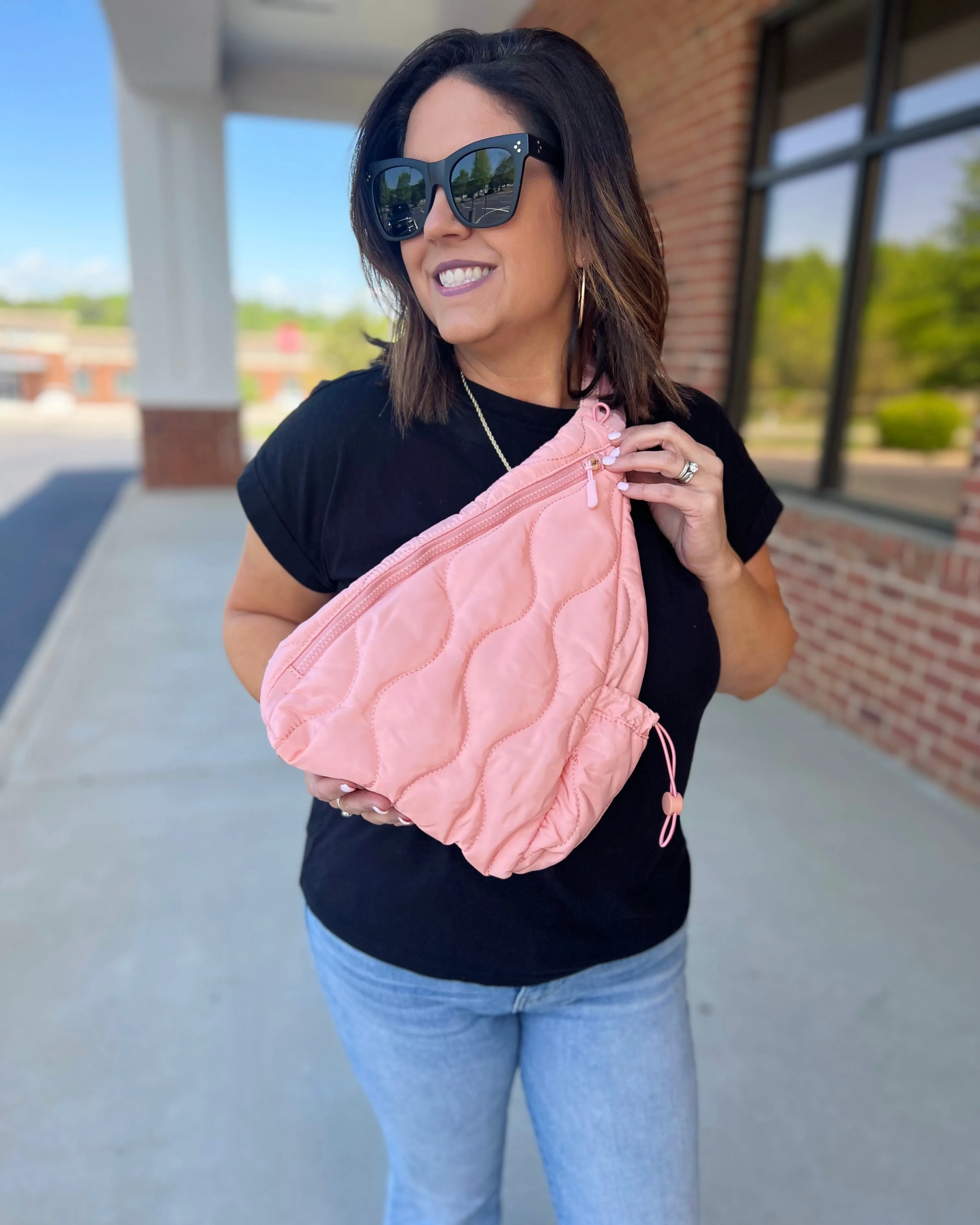 Puffer Sling Bag & Backpack in Bubblegum Pink FINAL SALE