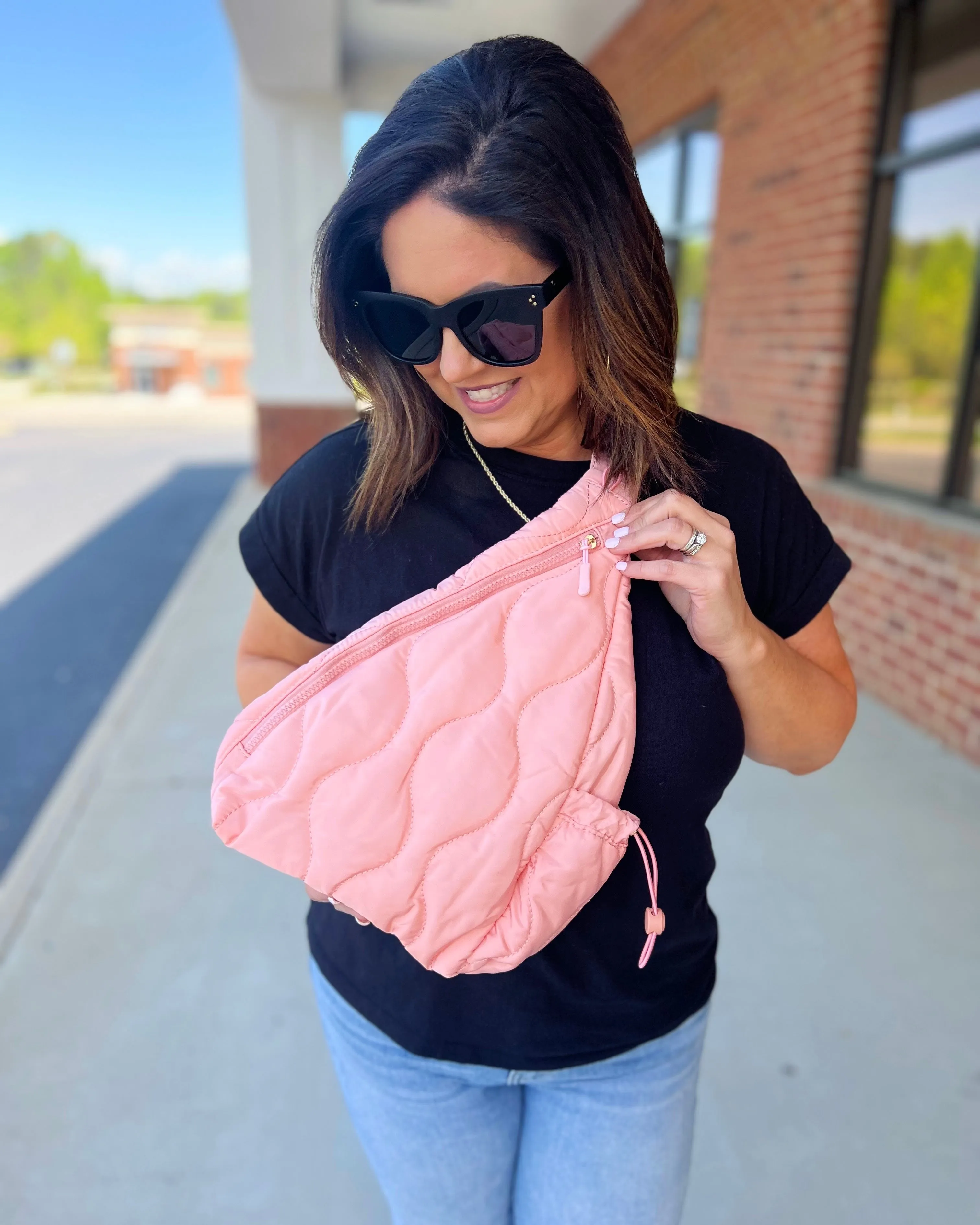 Puffer Sling Bag & Backpack in Bubblegum Pink FINAL SALE
