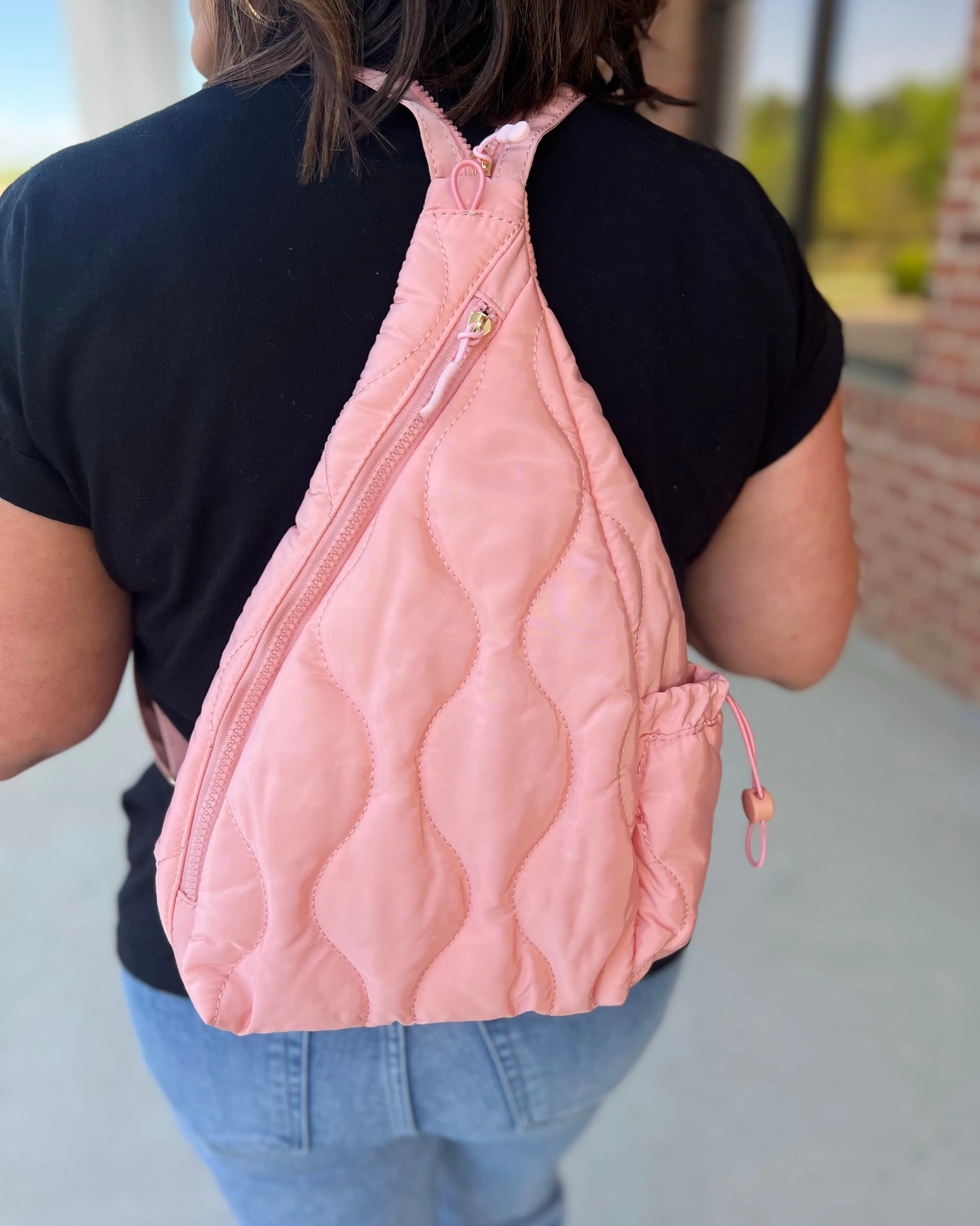 Puffer Sling Bag & Backpack in Bubblegum Pink FINAL SALE