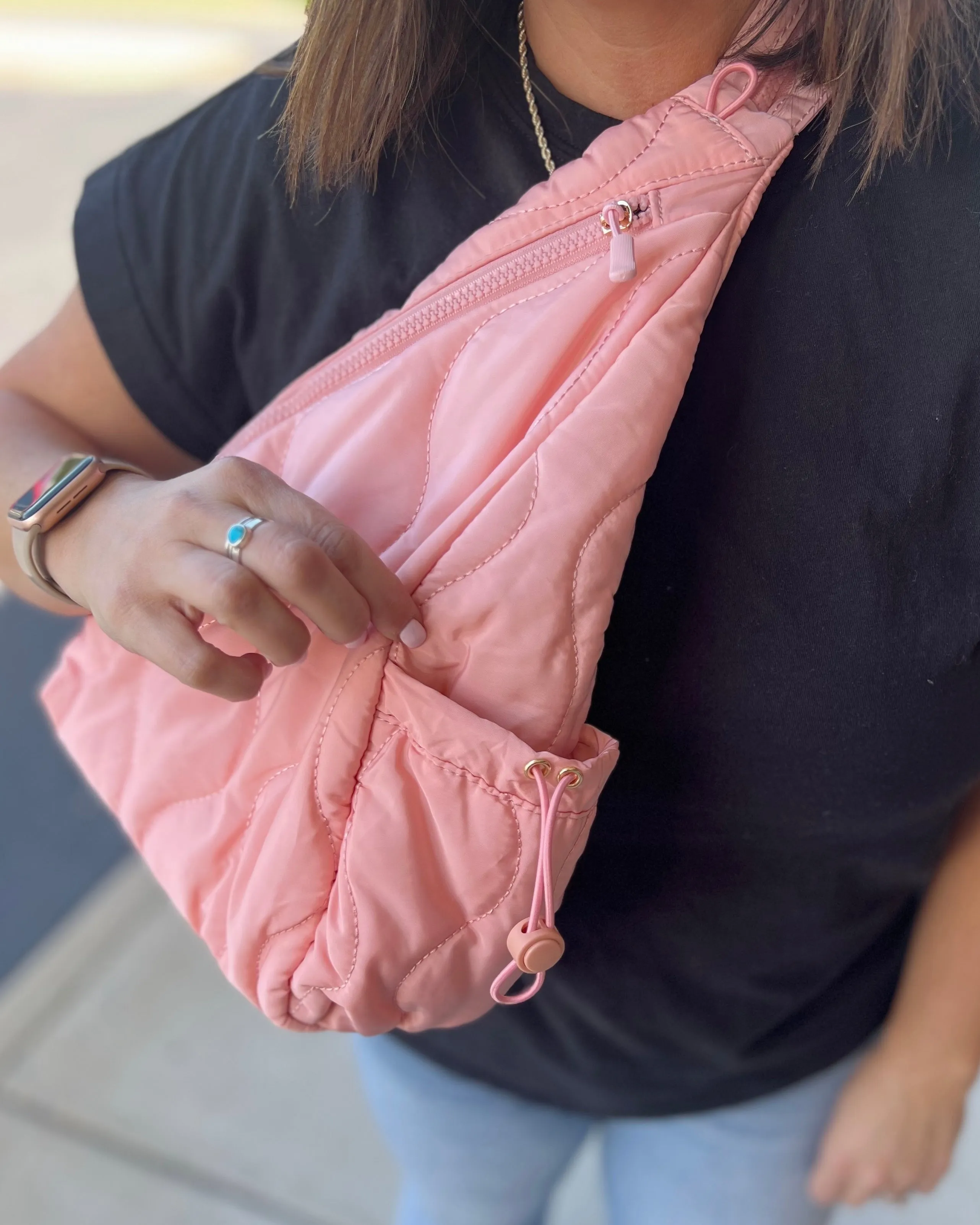 Puffer Sling Bag & Backpack in Bubblegum Pink FINAL SALE