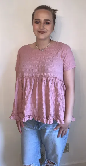 Sweet Pink Ruffle Top