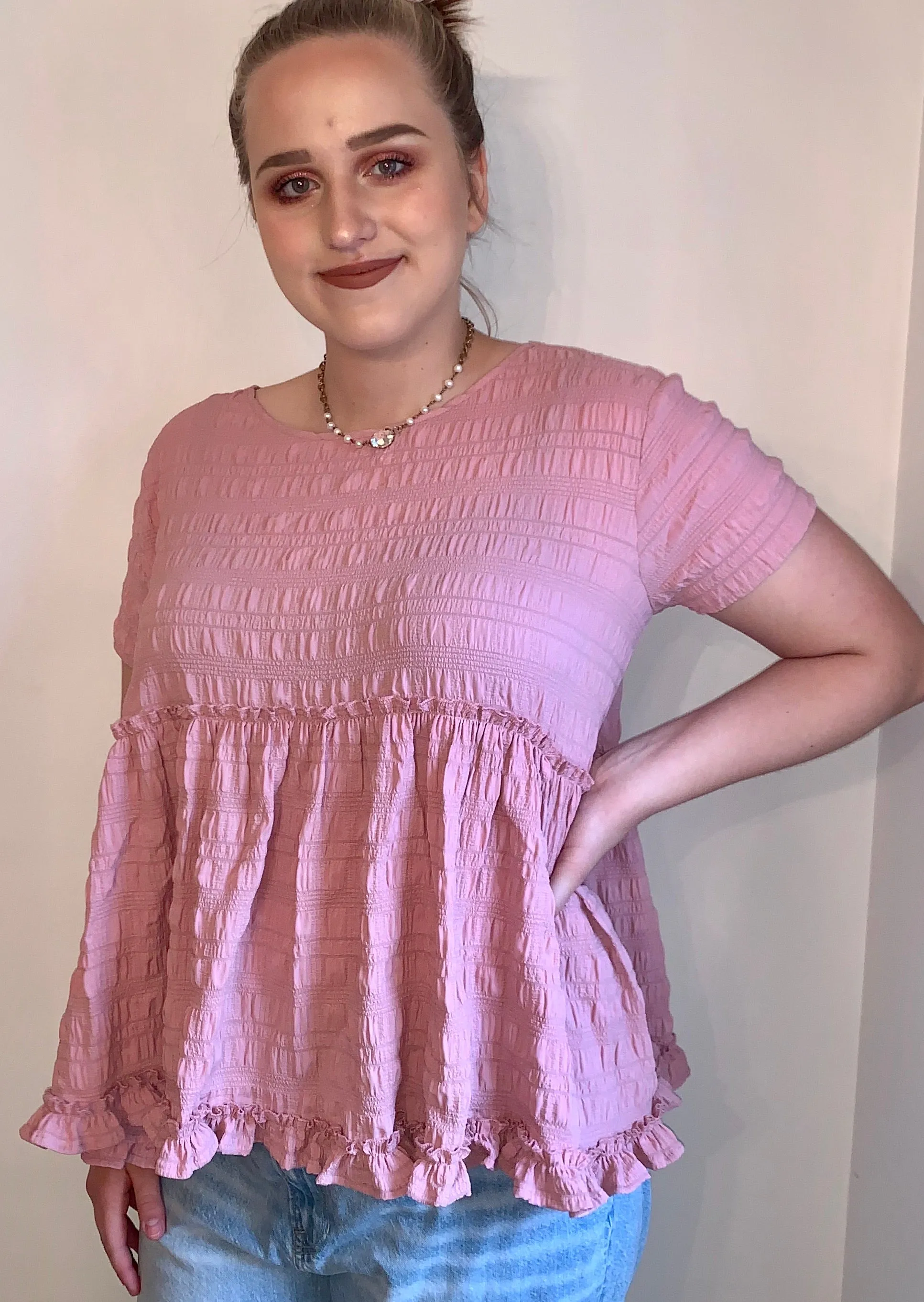 Sweet Pink Ruffle Top
